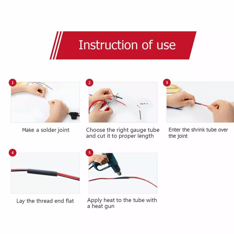 Nilight 130 Pack Dual Wall Adhesive Heat Shrink Tubing Electrical