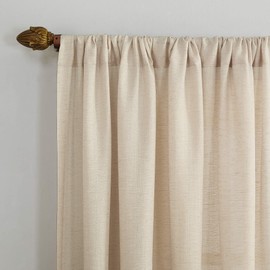 No. 918 Amalfi Linen Blend Textured Semi-Sheer Rod Pocket Curtain Panel, 54" x 63", Ivory