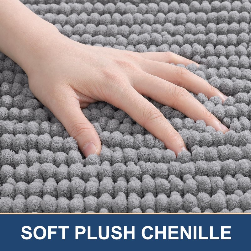 Bathroom Rugs 32x20, Extra Soft Absorbent Shaggy Chenille Bath Rugs,