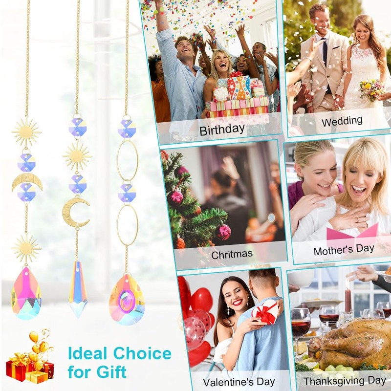 OFFCUP Crystal Suncatchers, 200Pcs Gold Sun Catchers, Rainbow Maker Crystal