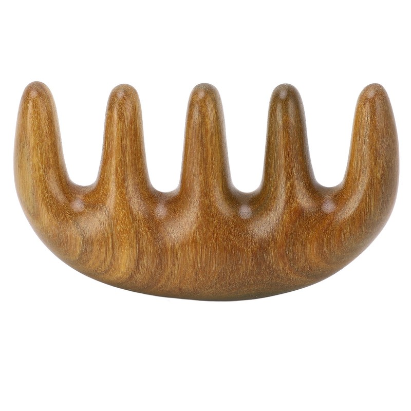 Scalping Massage Comb Handheld Green Sandalwood Massager Wide Tooth Scalping