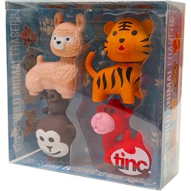 Tinc Wild Animal Erasers Collection Pack for Kids - Use at School & Homework (S4WILDER)