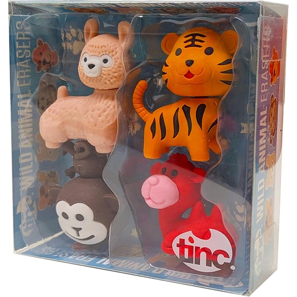Tinc Wild Animal Erasers Collection Pack for Kids - Use