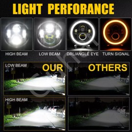 Unbranded 7Inch Round LED Headlight Angel Eyes DRL for Chevy C10 Camaro Pickup Truck