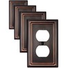 ZILLSEA 4-Pack Duplex Wall Plates, Aged Bronze Outlet Covers, Metal
