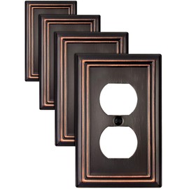 ZILLSEA 4-Pack Duplex Wall Plates, Aged Bronze Outlet Covers, Metal Electrical Outlet Cover Plates, 3.15''*4.88'', Midsize