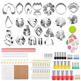 Beenle-Icey UK 200pcs Polymer Clay Cutters Kit Stainless Steel Clay Cutter Set with 40 Round Cutters and 143 Earring Accessories Clay Cutting Tools for Polymer Clay DIY Jewelry Making(200 sets)