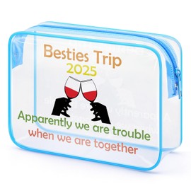 Gfhzdmf Funny Bestie Trip Gifts for Women Clear Makeup Bag Friendship Gift for Best Friend Besties BFF Sister Long Distance Gifts Graduation Christmas Birthday Gifts Girl Weekend Present Travel Pouch