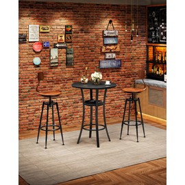 CHOEZON Round Bar Table, 2-Tier High Top & Counter Height Dining Table, Small Kitchen Dining Tables, for Bistro, Pub, Kitchen, Living Room, Black TBT03BB