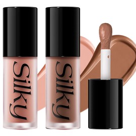 LANGMANNI Soft Liquid Blush Contour Makeup - Blendable & Seamless Matte High Pigmented For Long Lasting Cheeks Tinted, Big-Head Applicator For Liquid Blush Makeup(#B01+C01)