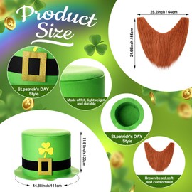 Funtery St Patrick's Day 12 ft Skeleton Costume Accessories Include Green Coat Hat with Beard Green Irish St. Patrick's Day Party Costume Set for Outdoor Garden Lawn Props Decorations