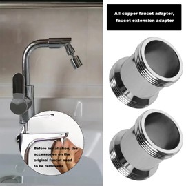 Be In Your Mind 2 Sets 24mm Male to 22mm Male Thread Brass Faucet Adapter Length Extension Faucet Aerator Connector for Kitchen Bathroom Sink with Gasket