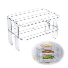 xtemtoamz Shelf Insert Kitchen Cabinet Cabinet - Cabinet Shelf Cabinet Insert Kitchen Kitchen Shelf Organiser Shelf for Cabinet Indoor, Freezer, Stackable Kitchen Organiser for Tableware, Pack of 2