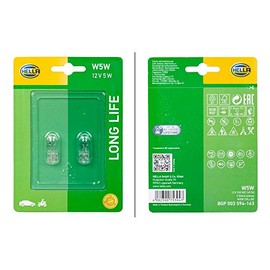 HELLA 8GP 003 594-163 Bulb - W5W - Long Life up to 3x longer lifetime - 12V - 5W - Socket Type: W2,1x9,5d - Blister - Quantity: 2