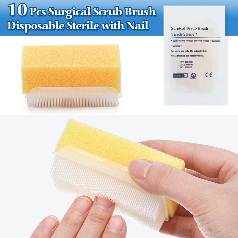 Reallnaive 10 Pcs Surgical Hand Scrub Brush with Sponge Disposable