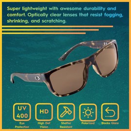 Flying Fisherman Waypoint Rectangular Sunglasses, Matte Tortoise Frame/Amber Lens, M