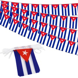 Cuba String Flag Pennant Banner - 38 Flags, 42 Feet Small Mini Cuban Flags Bunting Banner for Country Decoration, School, Party, Sports Events