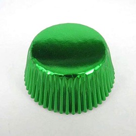 Green Foil Metallic Paper Muffin Cupcake Liners case Baking Cups 100 pcs,Standard Size 2x1.25inch