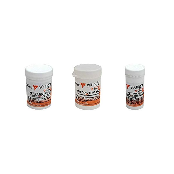 Young's Brewing Set of 3 - 100g yeast nutrient & Multi Purpose Dried Active Yeast & Nutrients Pectolase