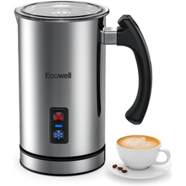 ECOWELL Milk Frother, Coffee Frother Electric, Automatic Hot and Cold Foam Frother, Stainless Steel Milk Steamer and Frother for Latte, Macchiato, Cappuccinos 8.1oz/240 ml Silver, WMMF02