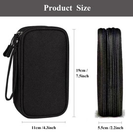 CHIVOLONA Charger Case,Mini Cable Organizer Cases,Pouch Case Bag,Small Charger Organizer,Waterproof Travel Storage Carrying Bag for USB Drives,Power Adapter,Earphones,Cords etc,Double-Layer,Black