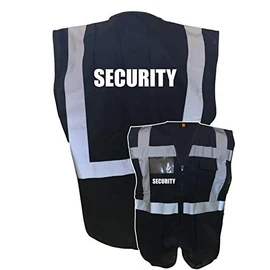 Security Black Zipped Hi Vis Vest Reflective, Work Wear Security, High Visibility, By Brook Hi Vis, Large