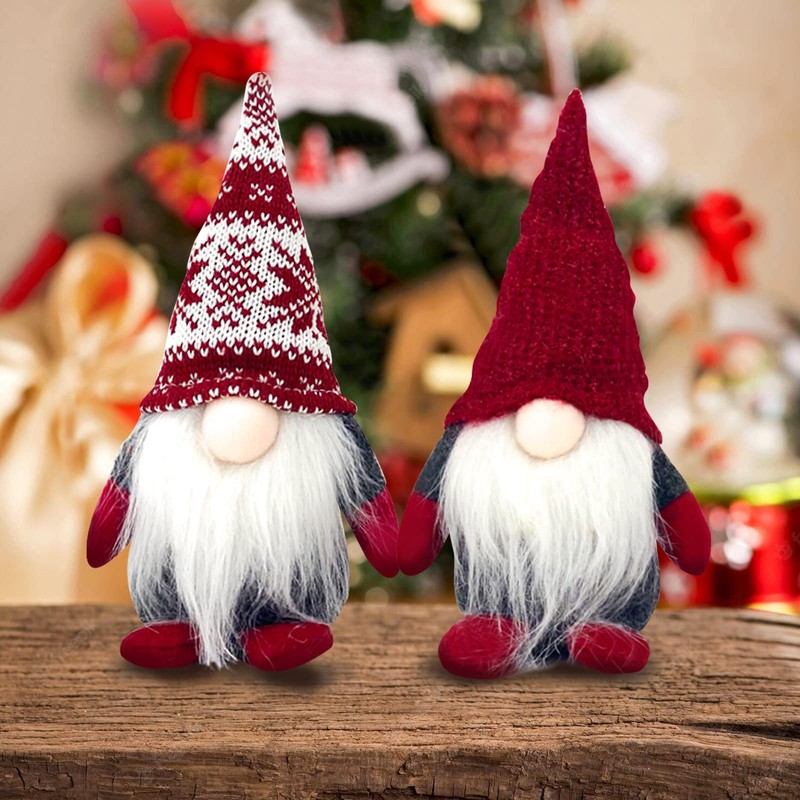 DUJSRZL Christmas Gnomes Knitted Plush Santa Claus Handmade Table Decorations