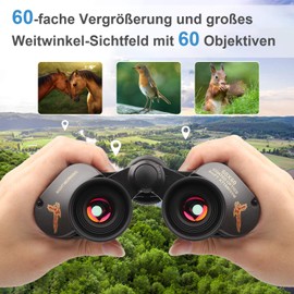 TTSkying Binoculars 60 x 60 HD Professional Binoculars with Night Vision IPX7 Waterproof Binoculars for Adults, Bright and Clear Viewing Area for Travel, Bird Watching, Sports and Wildlife