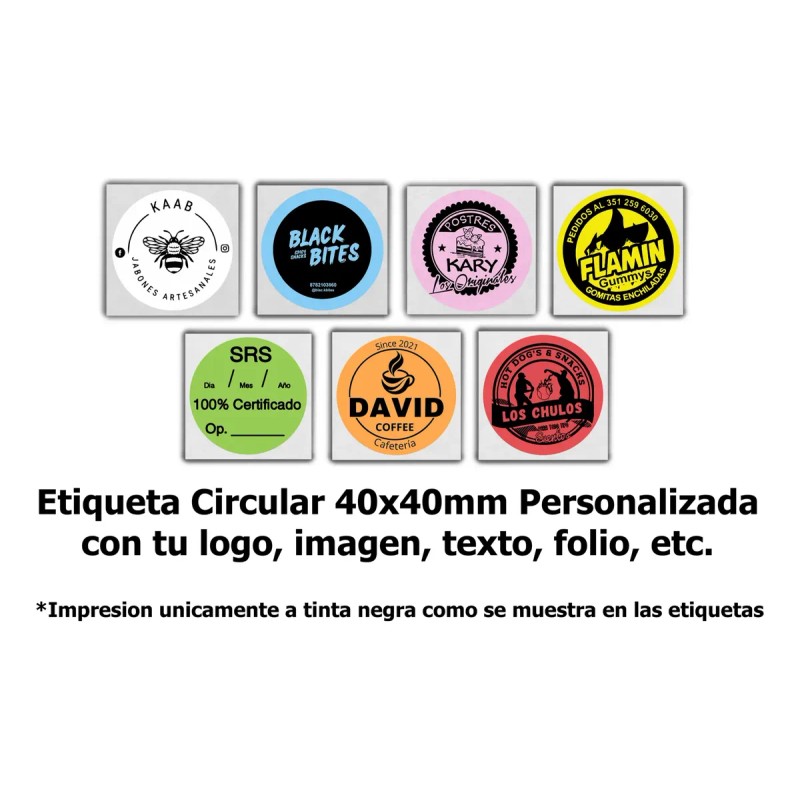 Etiqueta Circular Personalizada 4x4 Cm 1000 Pzs Logo Texto