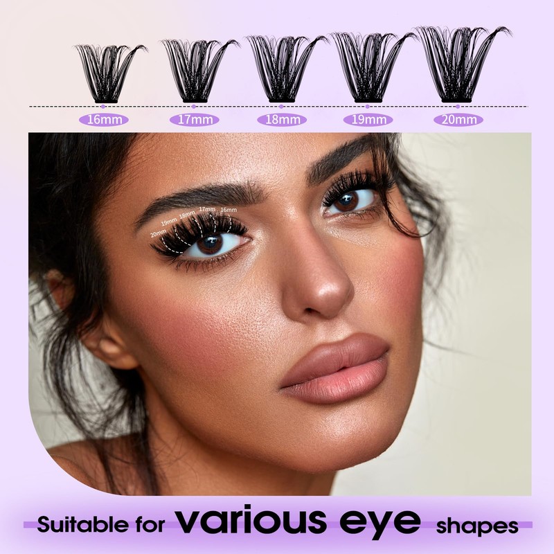 Lash Clusters Kit 100D+200D Cluster Lashes C Curl 0.07 16-20mm