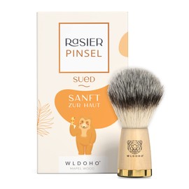 WLDOHO Vegan Shaving Brush with Wooden Handle Made of Maple Wood for Safety Razor Shaving - Imitation Badger Hair - SUED