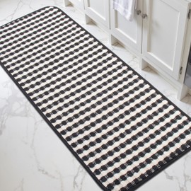 AevitasX Bath Mats for Bathroom Non Slip Absorbent Quick Dry Bathroom Rug Low Profile Shower Mat Fit Under Door Tub Floor, 17 x 32 Inch, Black, Machine Washable