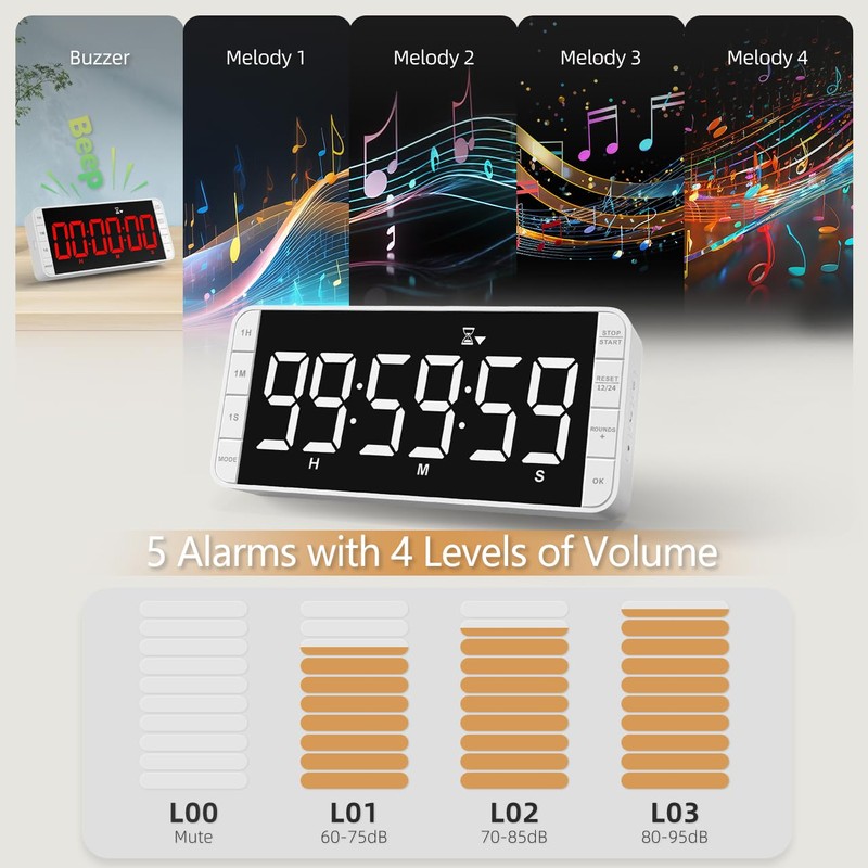 MeesMeek Kitchen Clock Timer: 99H 59M 59S Countdown Countup Rechargeable