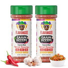 Flavor God 2 Bottles Cajun Lovers Seasoning Mix Natural Healthy Spice Blend For Grilling Chicken, Beef, Seafood, Vegetables, Salad, Tacos & Pizza, Kosher, Gluten & Dairy Free, Vegan Keto Friendly