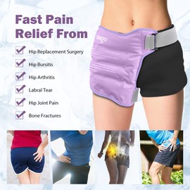 NEWGO Cooling Compress Hip Pain, Bursitis or Rehabilitation After Hip Surgery, Front and Rear Thigh Muscle with Cold and Heat Therapy for Sciatic Nerve Pain (Purple)