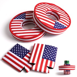 Pool FX Floating Drink Holder - Not Inflatable Floating Drink Holder for Pool, Neoprene Pool Drink Holder Floats, Includes 2 Neoprene Drink Holders and 2 Floats. (Flag, Regular)