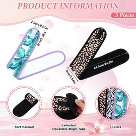 CIATBYYJ 3 Pcs Satin Hair Wrap for Black Women, Adjustable Spa Headband, Silk Headband for Women Sleep Makeup Spa(Zebra, Leopard, Palm Trees)