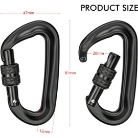 Auto Locking Carabiner Clips, 2PCS 12KN (1200kg) Heavy Duty Lightweight Locking Carabiner Clips - Excellent for Securing Pets, Outdoor, Camping, Hiking, Hammock, Dog Leash Harness, Keychains