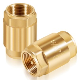 One Way Brass In-Line Check Valve, 3/4-Inch IPS, 3/4-Inch Female Iron Pipe (FIP) Threaded, Prevent Backflow Water Check Valve Suitable for Water Supply System, Replace for 20403LF (2 Pack)