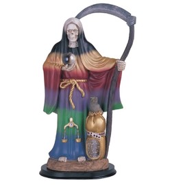 ICE ARMOR 16" H Rainbow Santa Muerte Holding Scythe with Sack Statue Our Lady of The Holy Death Figurine Religious Decoration