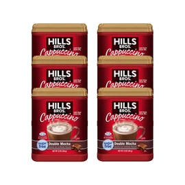 Hills Bros. Instant Sugar-Free Double Mocha Cappuccino Mix - Easy to Use, Enjoy Coffeehouse Flavor From Home - Frothy, Decadent Cappuccino With 0% Sugar and 10g of Carbs (Pack of 6)
