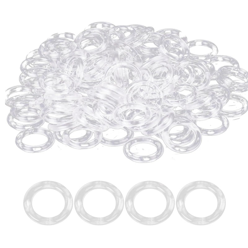 100 Pack Clear Roman Blind Rings for Window Curtain Plastic
