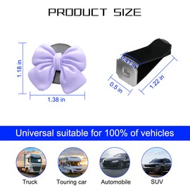 BELOMI Car Vent Clips, 6PCS Bow Auto Air Conditioning Outlet Clamps, Cute Coquette Ventilation Vehicle Interior Decoration Charm for Women Girl, Universal Automotive Accessories(Purple)