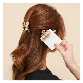 Pearl Hair Claw Hair Clip, Large Pearl Barrette, Hair Ornament, Hair Accessory, Hairpin, Small, Mini, Hair Arrangement, Accent, Ladies, Adult, Cute, Korean, Orchan, Hairpin, Hair Claw, Midome Clip,