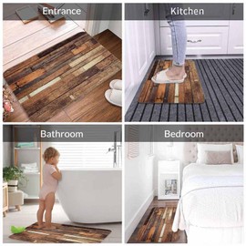 Old Wood Plank Background Bath Rugs Microfiber Bathroom Mat Soft Plush Shaggy Shower Mat for Bathroom Fluffy Comfortable Water Absorbent Carpet Non-Slip Machine Washable 20"X30"