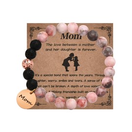 Mothers Day Gifts for Mom Birthday Presents for Moms Natural Stone Bracelet for Mom Mother Gifts from Daughter Mama Mommy Bracelet with Moms Charm Gift Idea