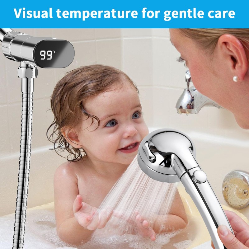 KAIYING High Pressure Shower Heads with Shower Thermometer, 3 Spray