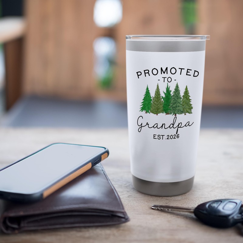 Promoted To Grandpa 2026 Pregnancy Announcement Stainless Steel Insulated Tumbler