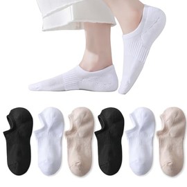 EPEIUS Thick No Show Socks for Women Athletic Ankle Socks Cushioned Running Low Cut Non Slip Invisible Liner Size 5-8 (All Black White Nude 6 Pairs M)