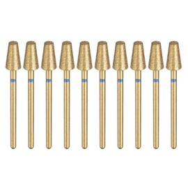sourcing map 10pcs 120-140 Grits Diamond Grinding Bit 6mm Cone Head 2.35mm Shank 10mm Length Titanium Plated Stone Sanding Drill Bits Rotary Tool for Nails Grinding Polishing
